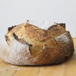Finished Boule Bread on Wooden Board