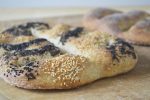 Close Up View of Fougasse Bread Loaf with Poppy and Sesame Seeds